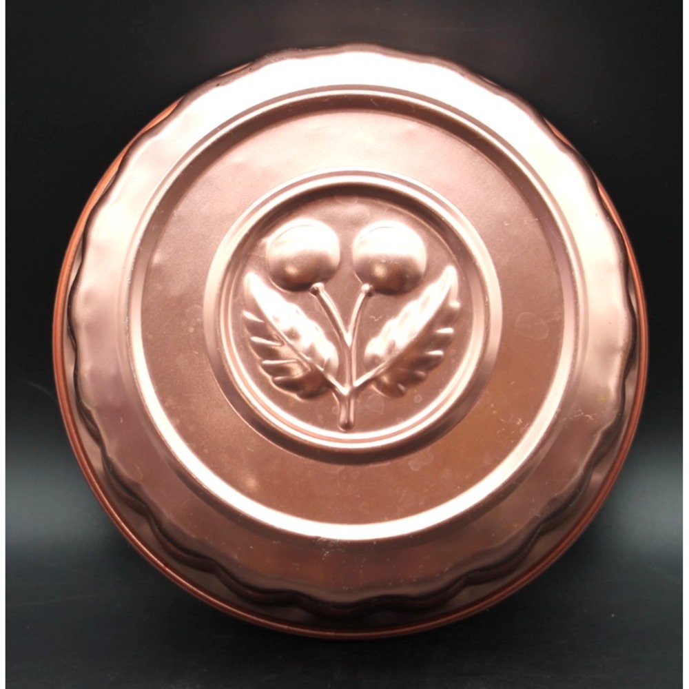 Vintage Copper Cherry Jello Mold 8" Round Fluted Baking Mold Wall Decor